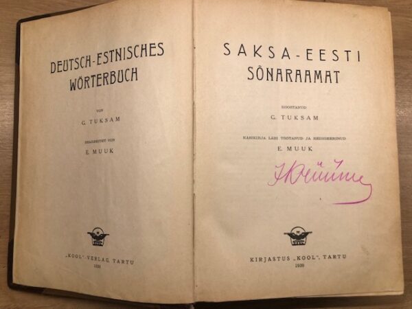 Saksa-Eesti sõnaraamat 1939 (poolnahk köide) - Image 2